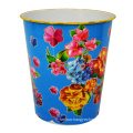 Plastic Flower Printed Open Top Waste Bin (B06-2018-3)